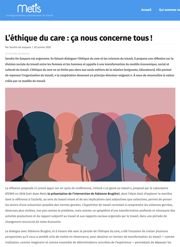 Ethique du care, Sandro De Gasparo
